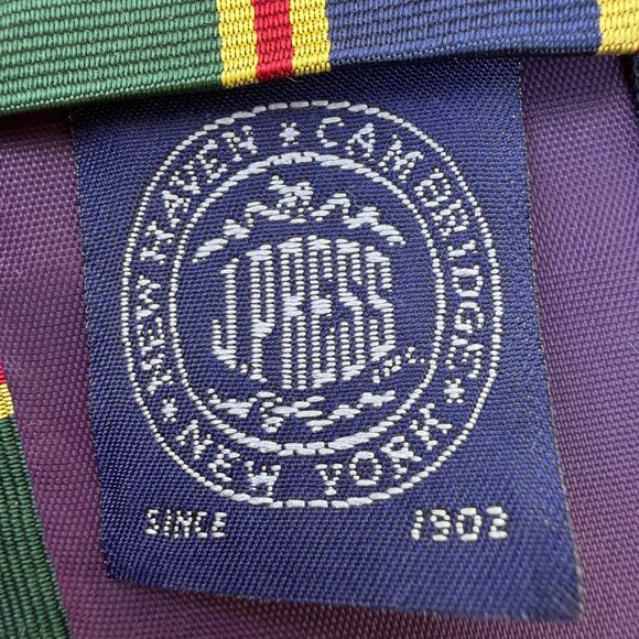 J. Press Mens Green & Blue Striped Silk Neck Tie 100% Pure Silk Classic Design - Picture 3 of 8